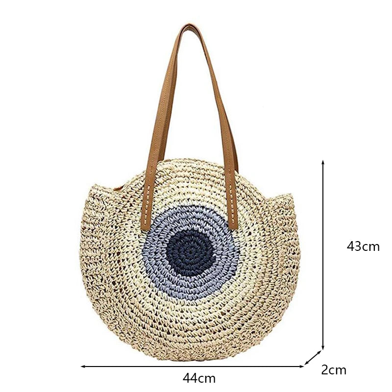 Boho Chic Round Straw Bag – Summer Vibes