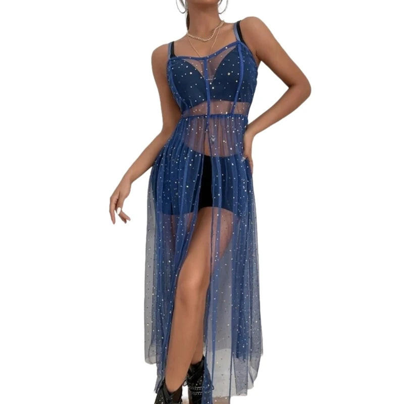 Star Sequin Mesh Cover-Up Dress