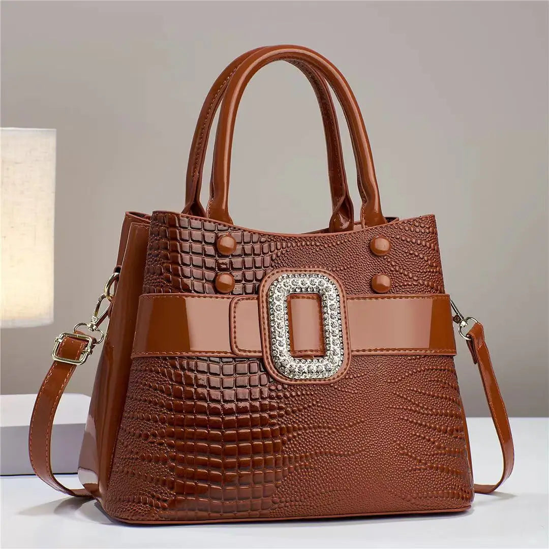 Luxury Croc Pattern Diamond Handbag
