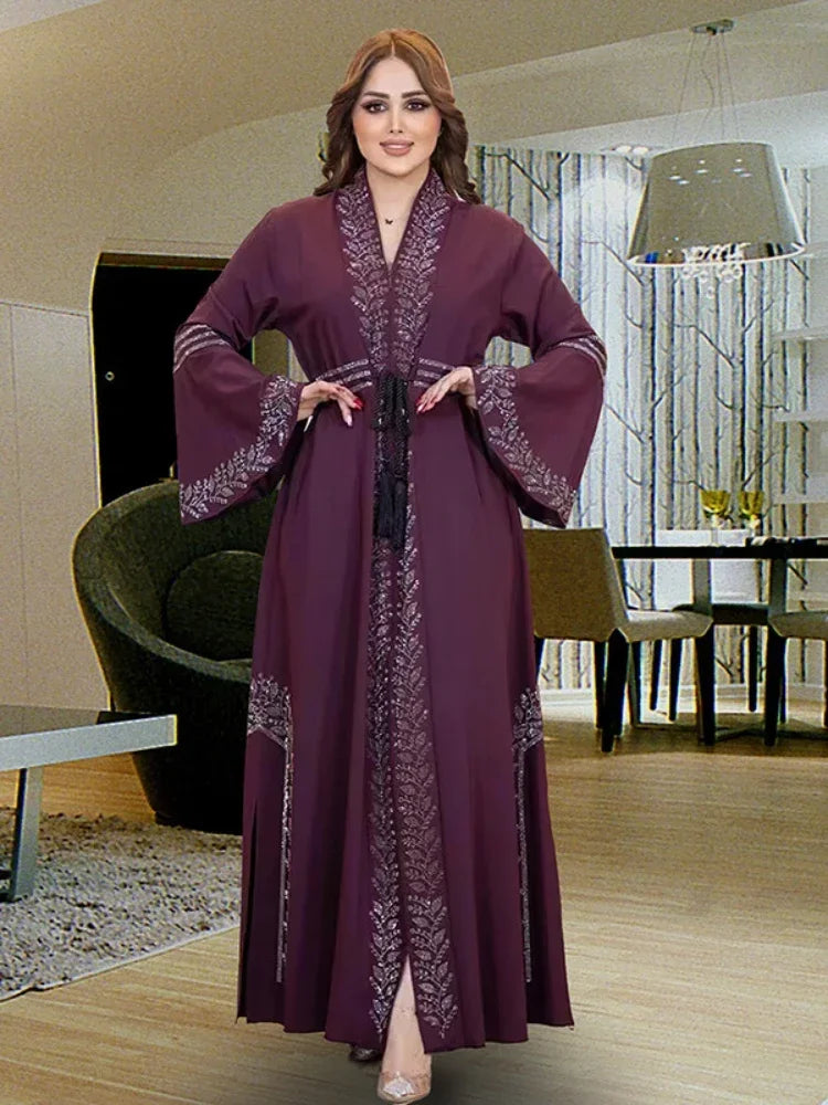 Flare Sleeve Belt Kaftan Abaya
