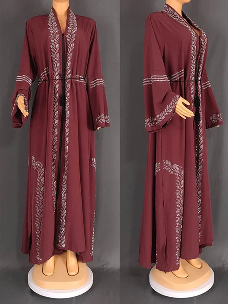 Flare Sleeve Belt Kaftan Abaya