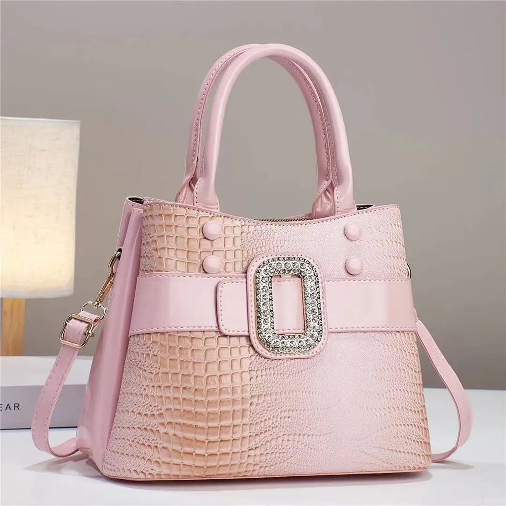 Luxury Croc Pattern Diamond Handbag