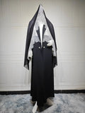 Lace Open Abaya With Scarf