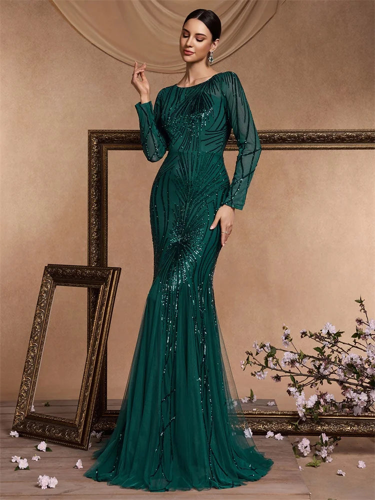 Luxe Sequin Tulle Mermaid Gown