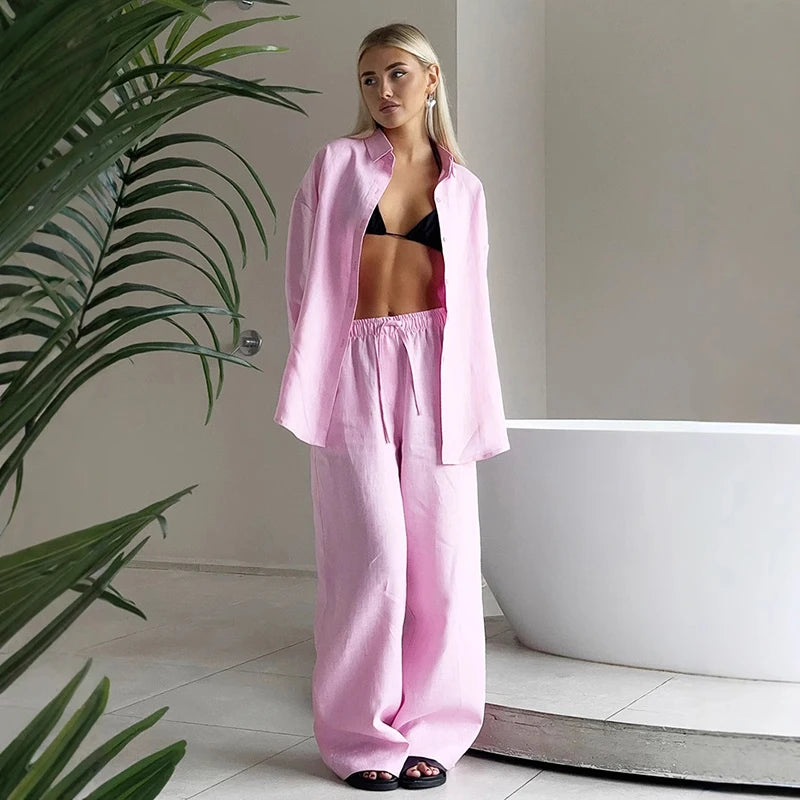 Effortless Elegance Cotton Two-Piece Set