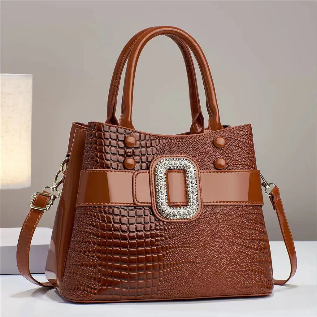Luxury Croc Pattern Diamond Handbag