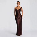 Elegant Satin One Shoulder Evening Dress – Backless Bodycon Gown