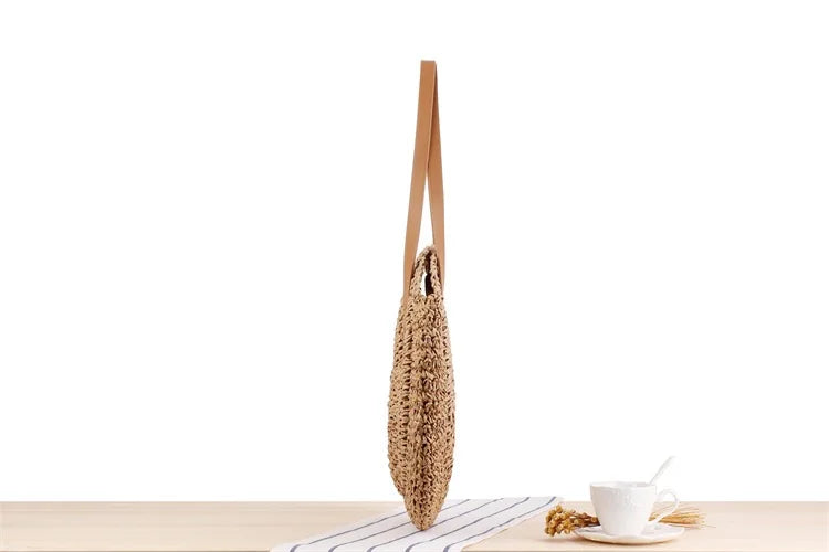 Boho Chic Round Straw Bag – Summer Vibes