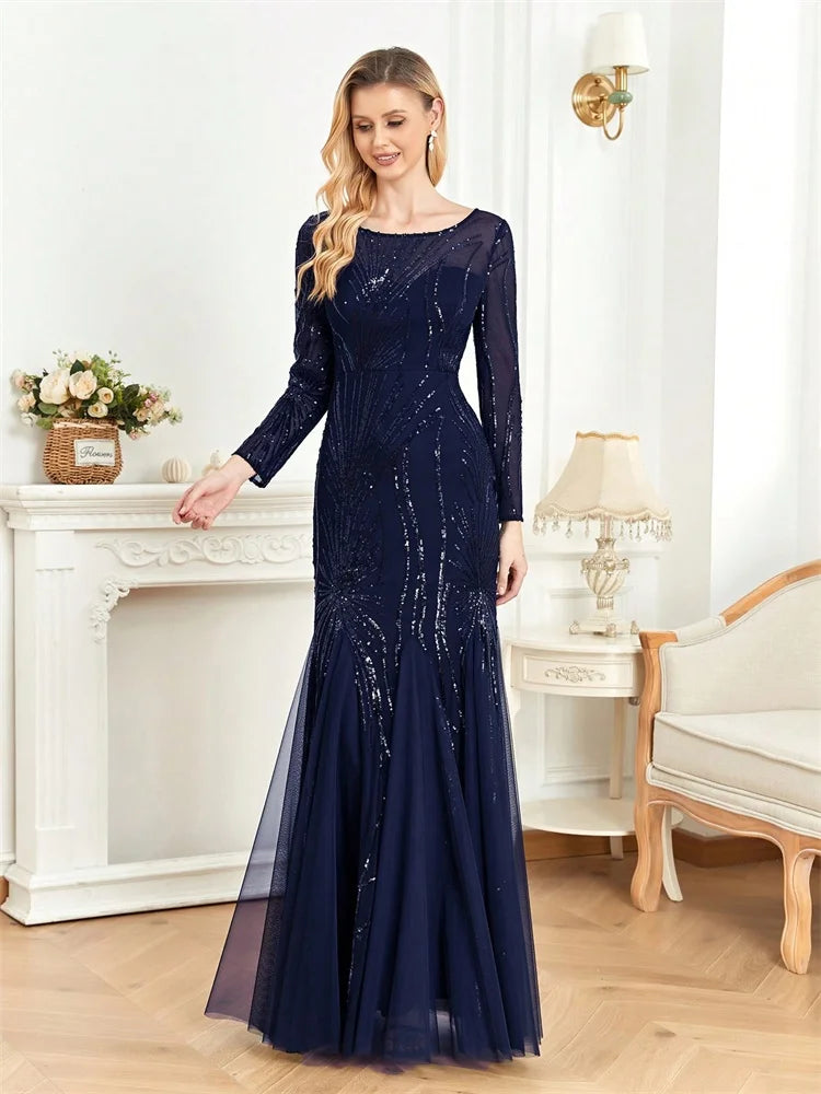 Luxe Sequin Tulle Mermaid Gown