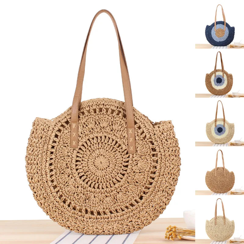 Boho Chic Round Straw Bag – Summer Vibes