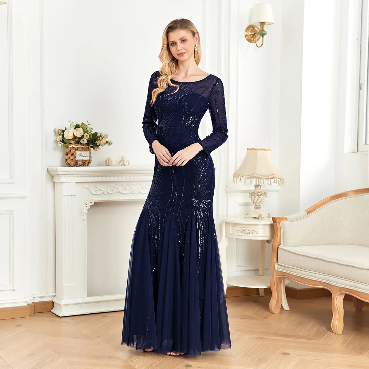 Luxe Sequin Tulle Mermaid Gown