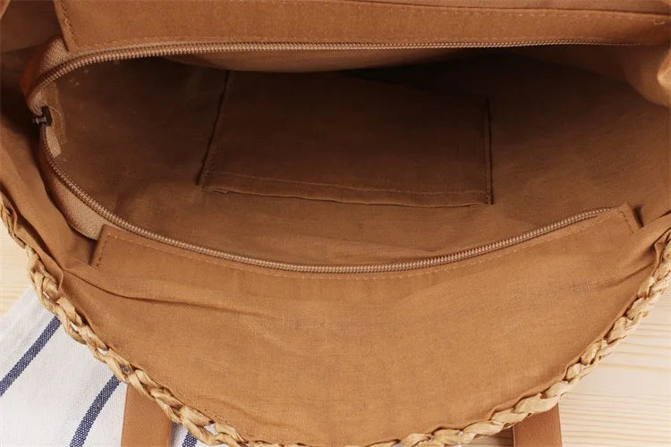 Boho Chic Round Straw Bag – Summer Vibes