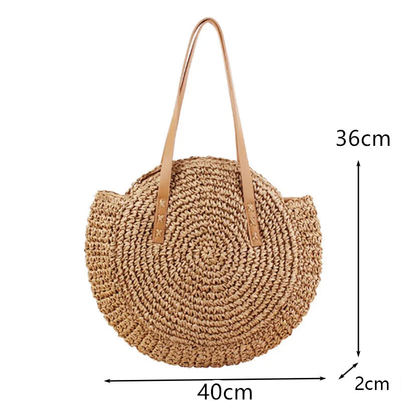 Boho Chic Round Straw Bag – Summer Vibes